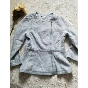 Isaac Mizrahi Live Wool Blend Blue White Full Zip